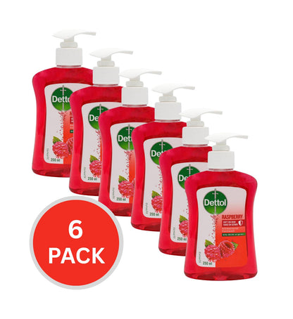 Dettol Soft On Skin Liquid Hand Wash Raspberry 250ml (6 Pack)