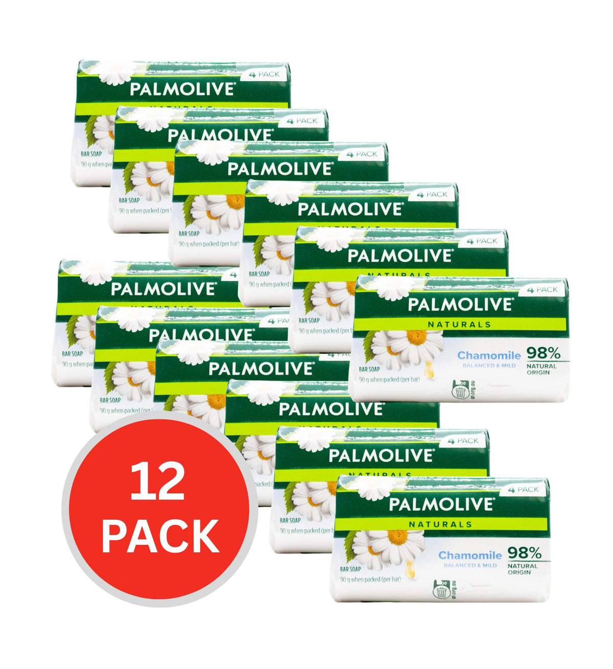 Palmolive 90g Soap Balanced & Mild With Chamomile Extracts 12 x 4PK (48 Bars)