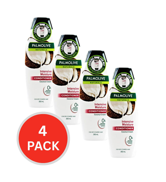 Palmolive Naturals Conditioner Intensive Moisture Coconut Cream - For Dry/coarse Hair 350ml (4 Pack)