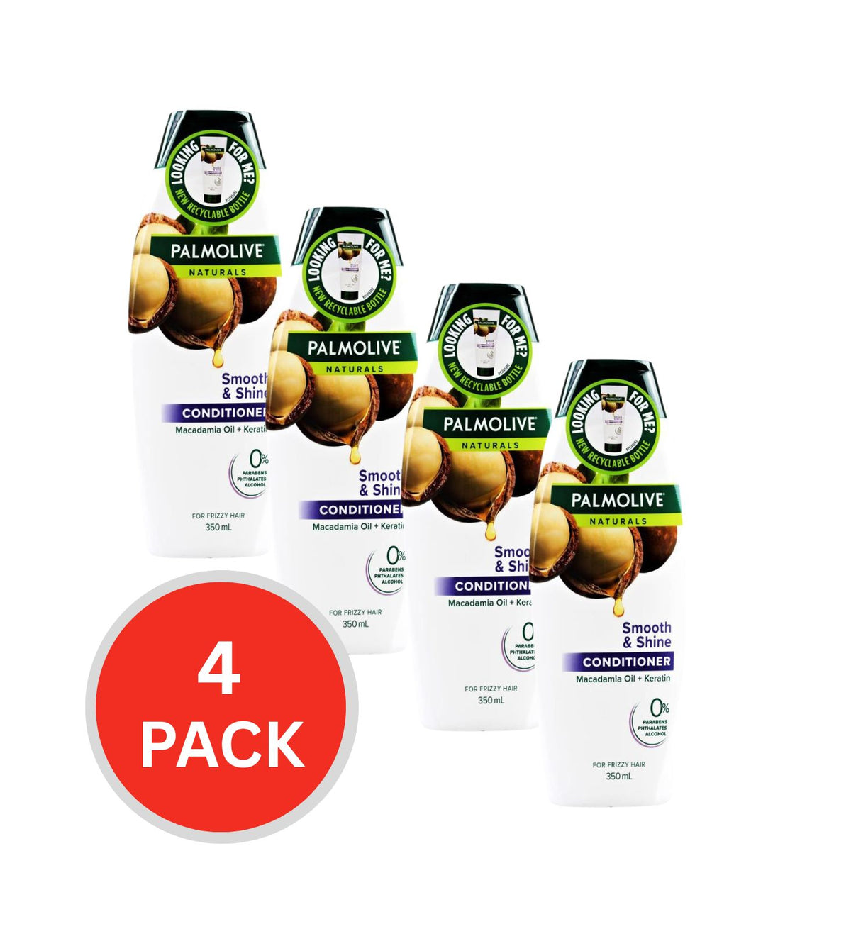 Palmolive Conditioner Smooth & Shine Macadamia Oil + Keratin 350ml (4 Pack)