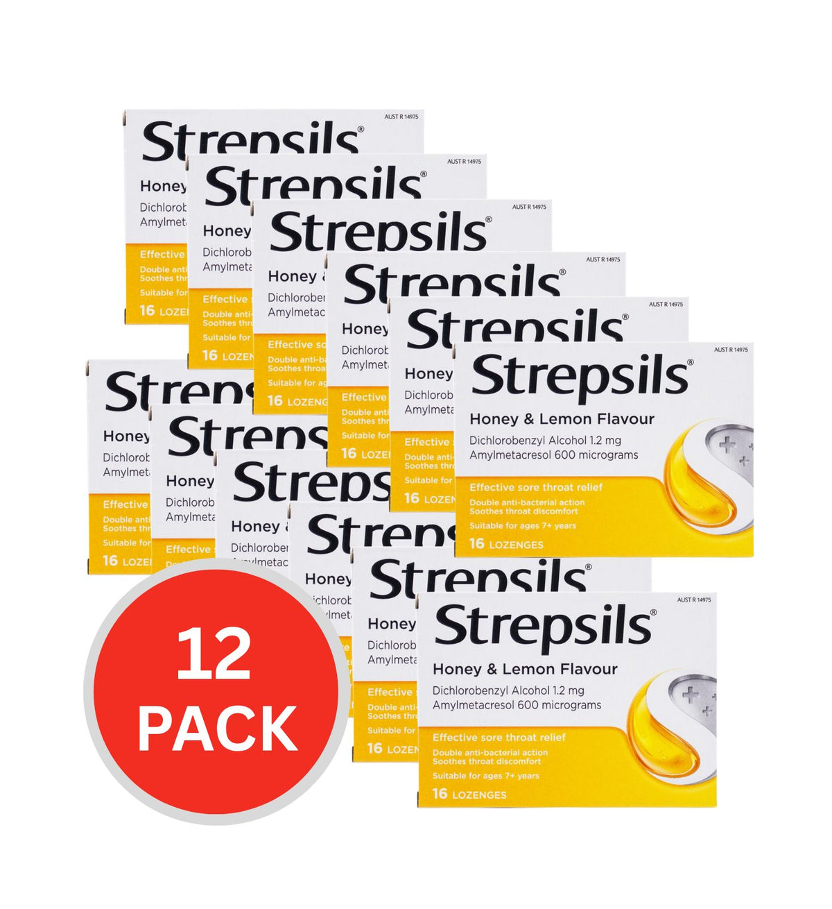 Strepsils Lozenges Orange Flavour 12 x 16Pk (192 Lozenges)