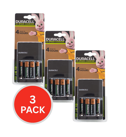 Duracell Pk2 AA & Pk2 AAA Battery Charger (3x Pack)