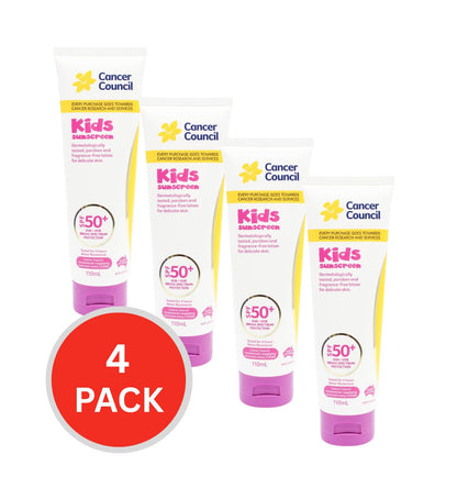 Cancer Council Kids Sunscreen Spf50+ 110ml (4 Pack)