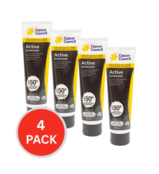 Cancer Council Sunscreen Active Spf50+ 110ml (4 Pack)
