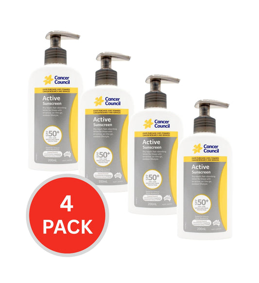 Cancer Council Active Sunscreen Spf 50+ 200ml (4 Pack)