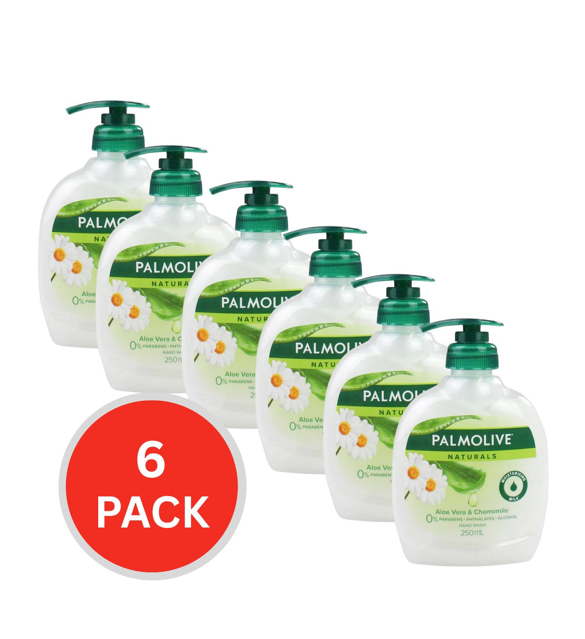 Palmolive Natural Handwash Softening Aloe Vera & Chamomile Pump 250ml (6 Pack)