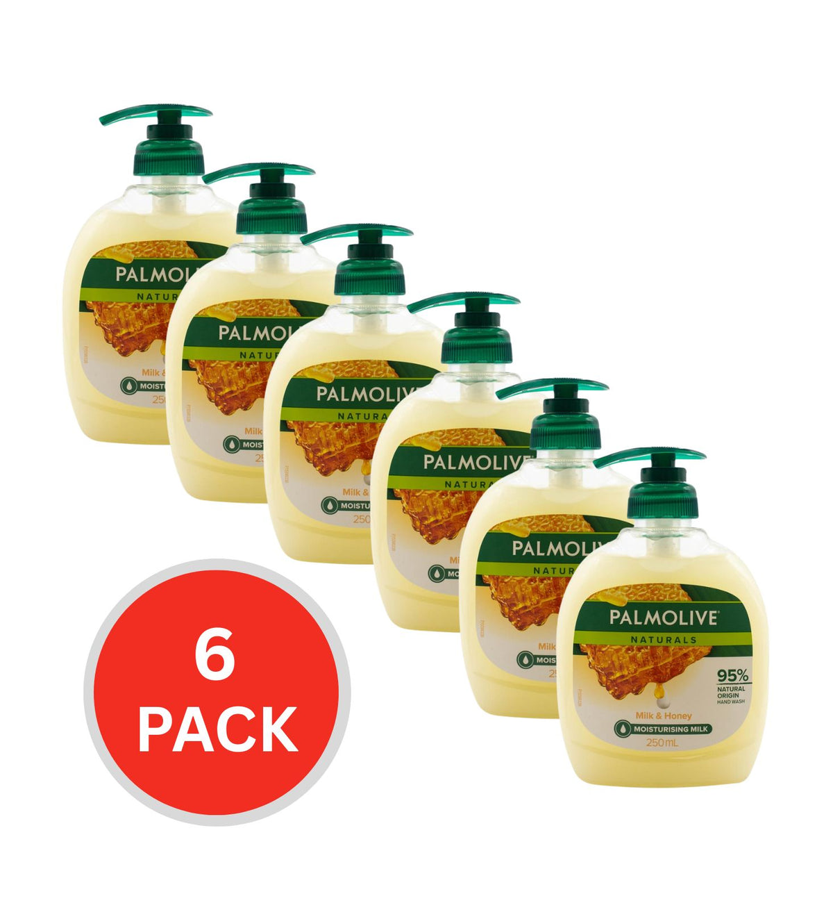 Palmolive Naturals Softwash Replenishing Milk & Honey Pump 250ml (6 Pack)
