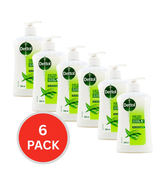 Dettol Handwash Aloe Vera And Vitamin E 500ml (6 Pack)