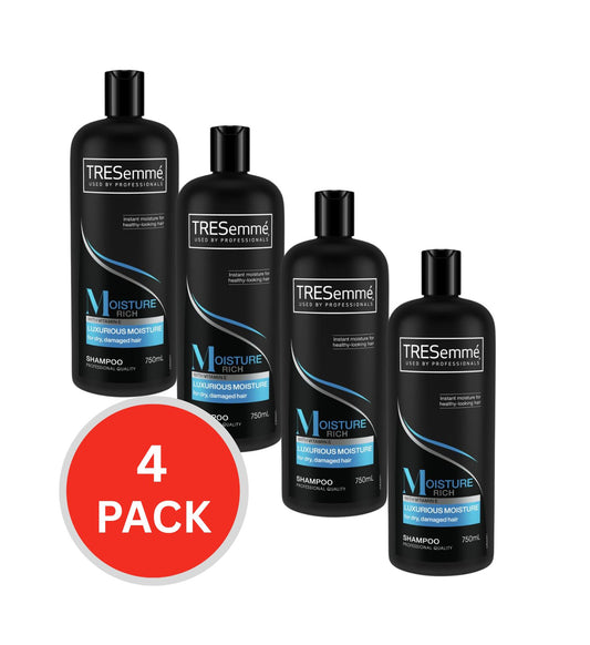 Tresemme Shampoo Moisture Rich Luxurious Moisture For Dry Damaged Hair 750ml (4 Pack)