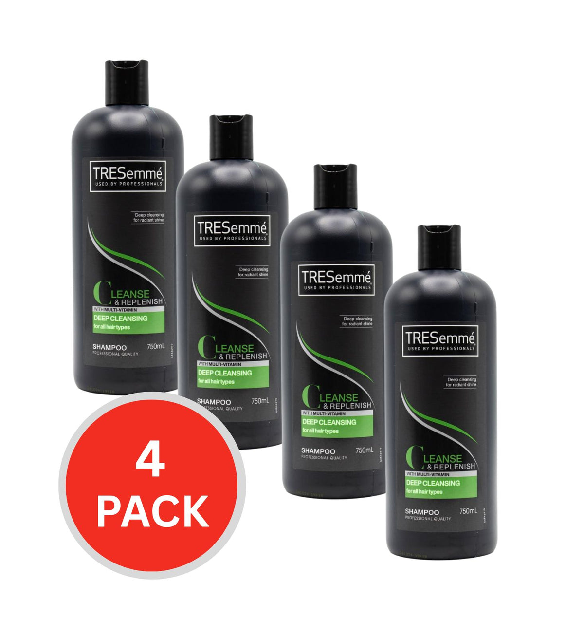 Tresemme Shampoo Cleanse And Replenish Deep Cleansing For All Hair Types With Multi Vitamin 750ml (4 Pack)