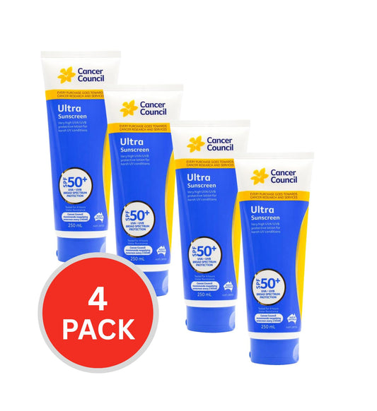Cancer Council Ultra Sunscreen Spf 50+ 250ml (4 Pack)