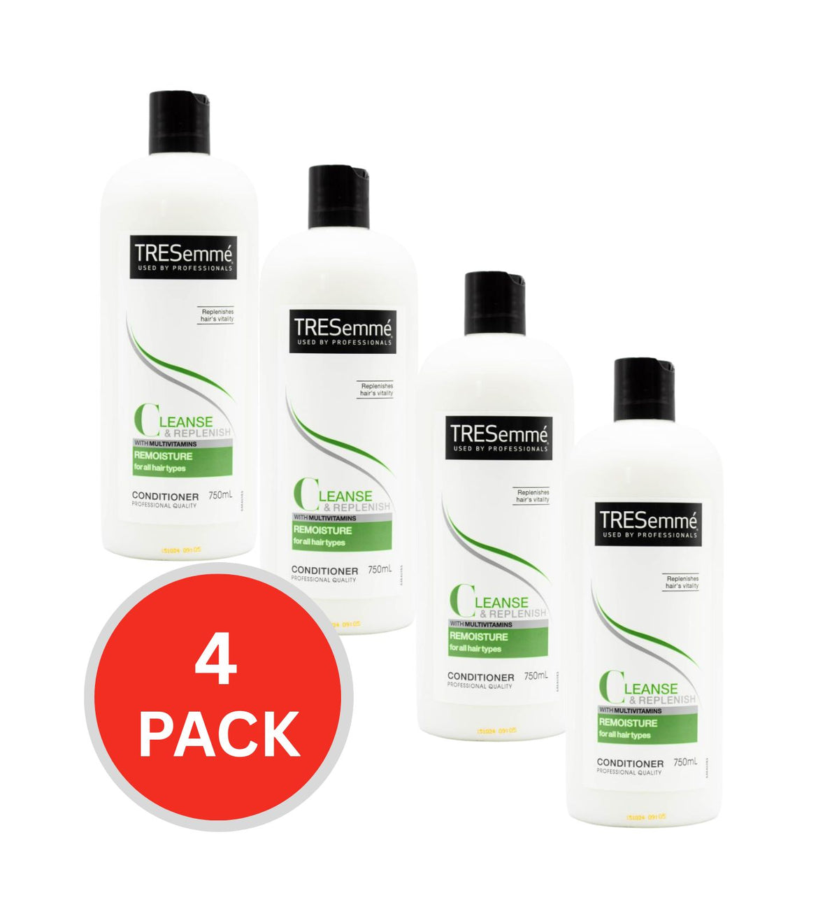 Tresemme Conditioner Cleanse And Replenish Remoisture For All Hair Types With Multi Vitamins 750ml (4 Pack)