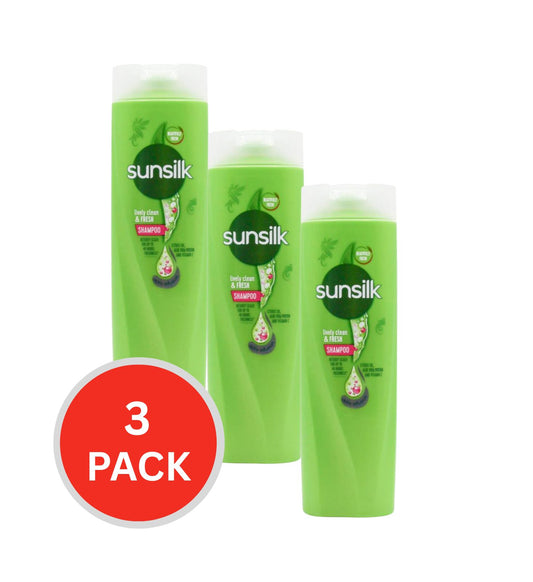 Sunsilk 300ml Shampoo Lively Clean And Fresh Citrus Oil Aloe Vera Protein And Vitamin C (3x Pack)