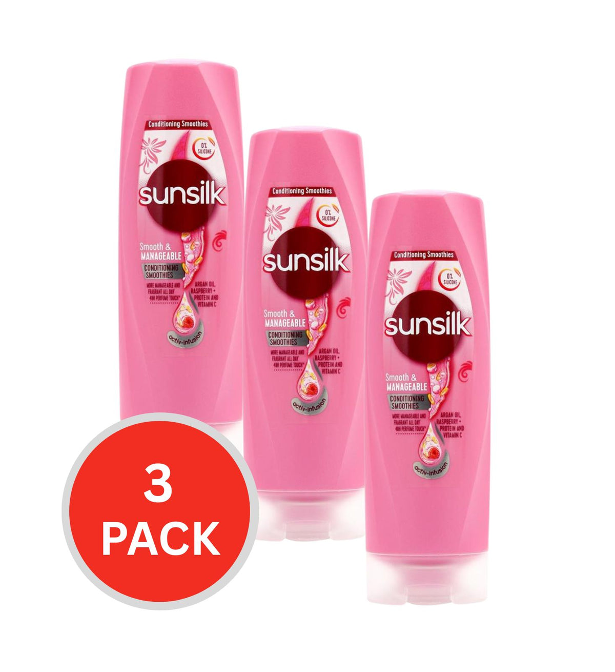 Sunsilk Conditioner Smooth And Manageable Raspberry & Argan Oil 160ml (3 Pack)