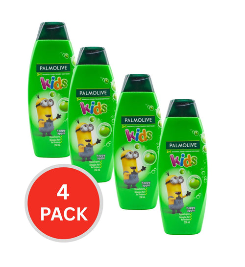 Palmolive 3in1 Shampoo, Conditioner & Body Wash Kids Happy Apple 350ml (4 Packs)