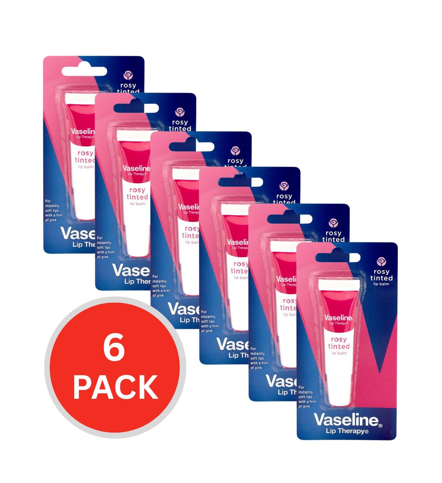 Vaseline Lip Balm Rosy Tinted (Carded) 10g (6 Pack)
