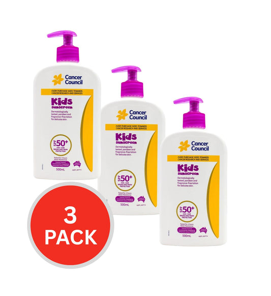 Cancer Council Kids Sunscreen Spf 50+ 500ml (3 Pack)