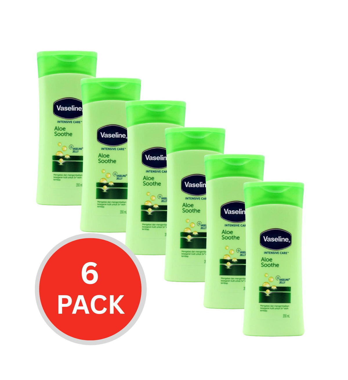 Vaseline Intensive Care Aloe Soothe 200ml (6 Pack)