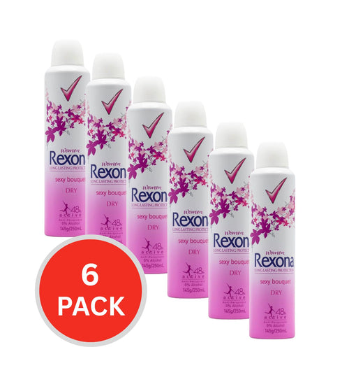 Rexona Antiperspirant Women 48h Active Dry Sexy Bouquet 145g / 250ml (6 Pack)
