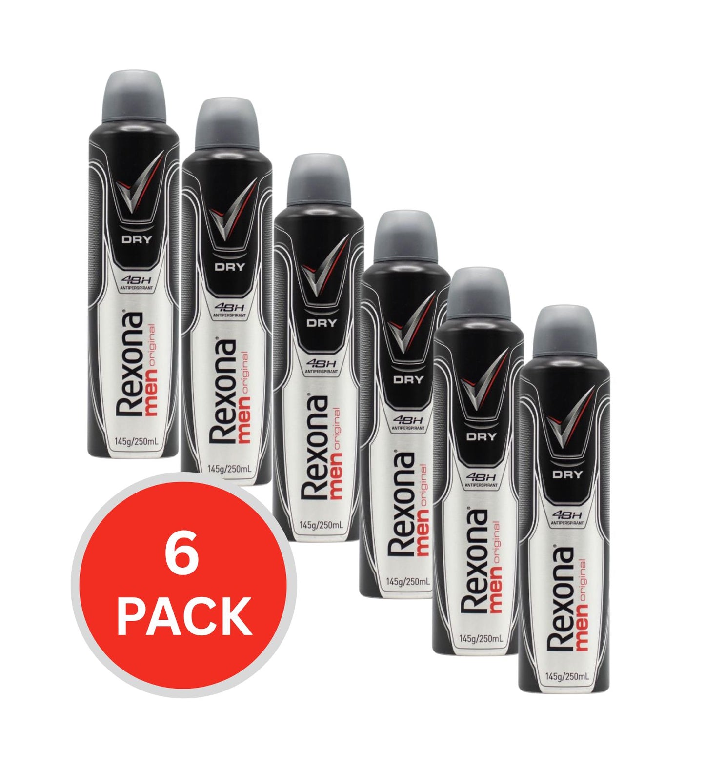 Rexona Antiperspirant Men 48h Dry 145g / 250ml (6 Pack)
