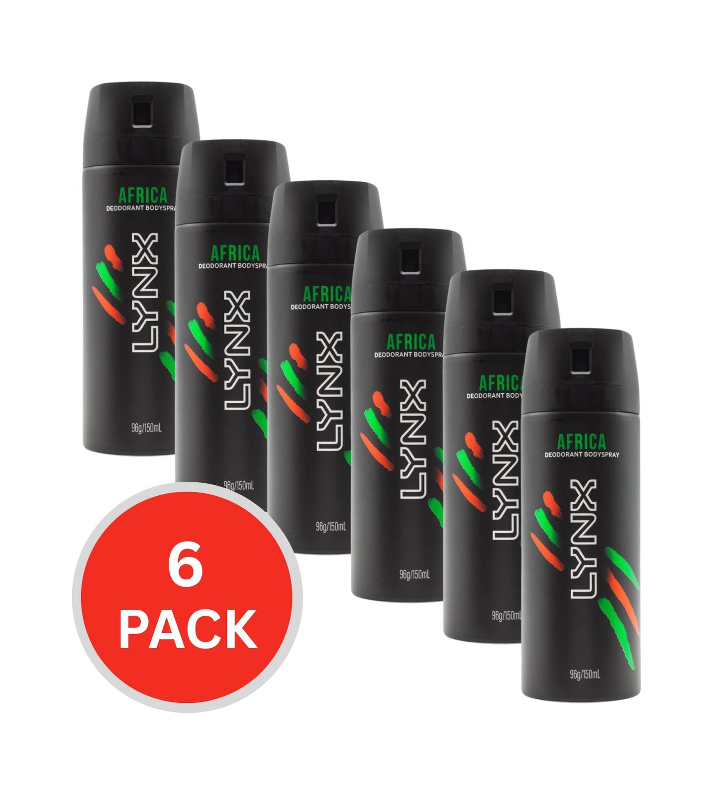 Lynx Deodorant Body Spray Africa 96g / 150ml (6 Pack)