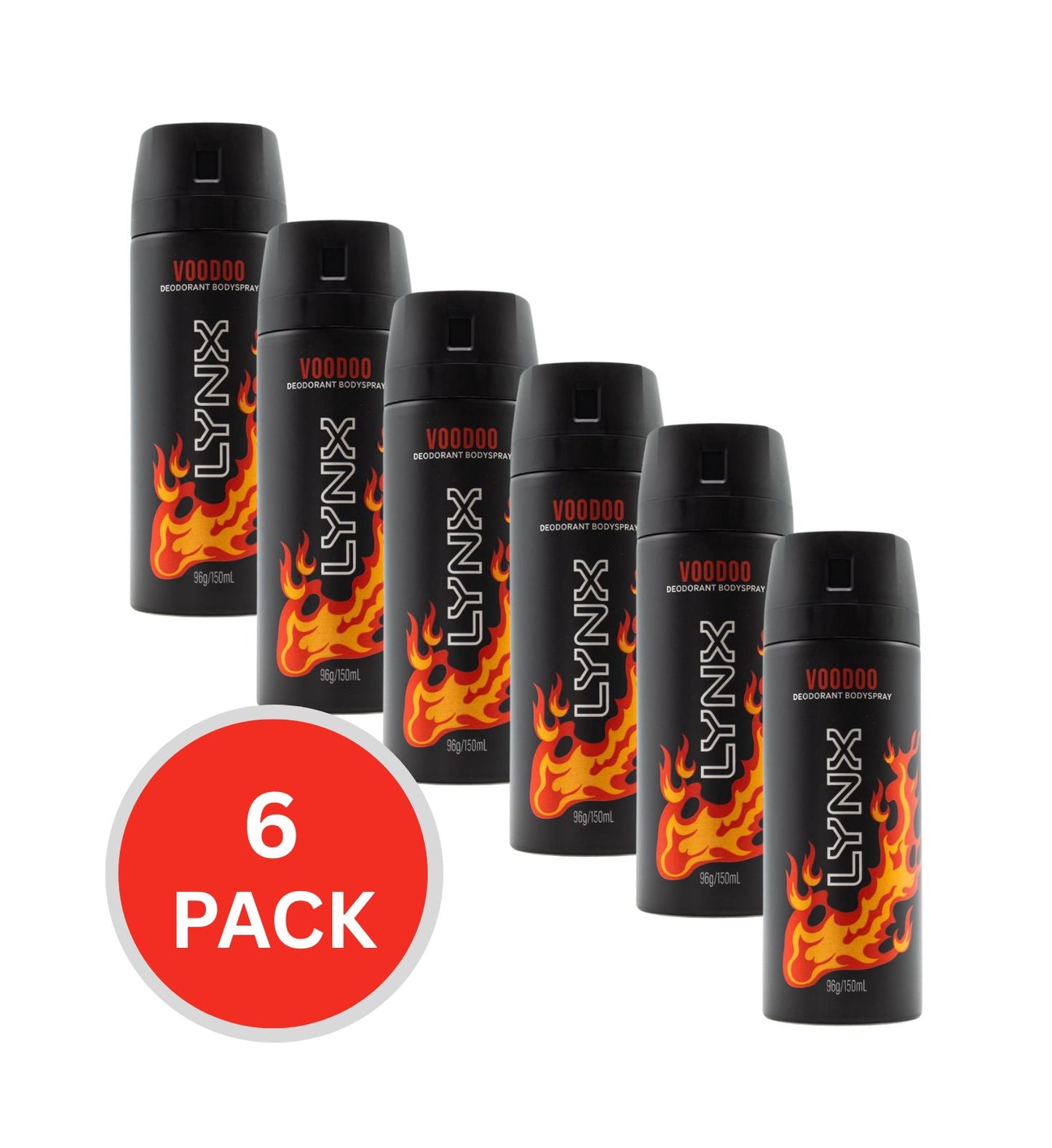 Lynx Deodorant Bodyspray Voodoo 96g / 150ml (6 Pack)