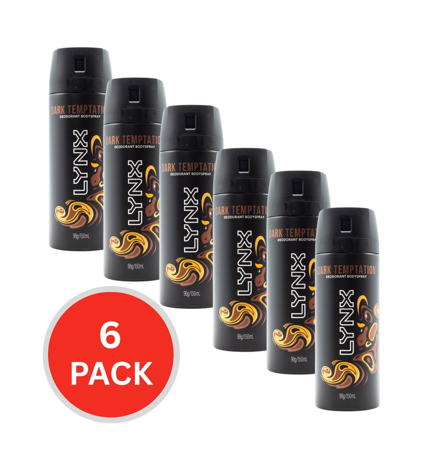 Lynx Deodorant Bodyspray Dark Temptation 96g / 150ml (6 Pack)