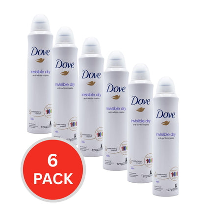 Dove Deodorant Invisible Dry Anti-white Marks 127g / 220ml (6 Pack)