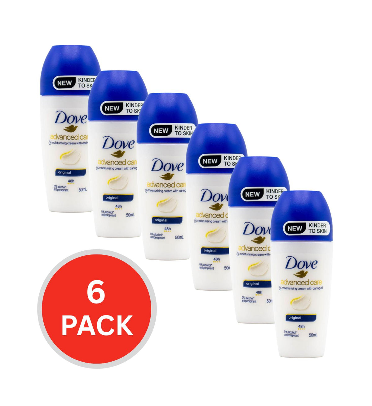 Dove Roll On Deodorant Advanced Care 48h Original 50ml (6 Pack)