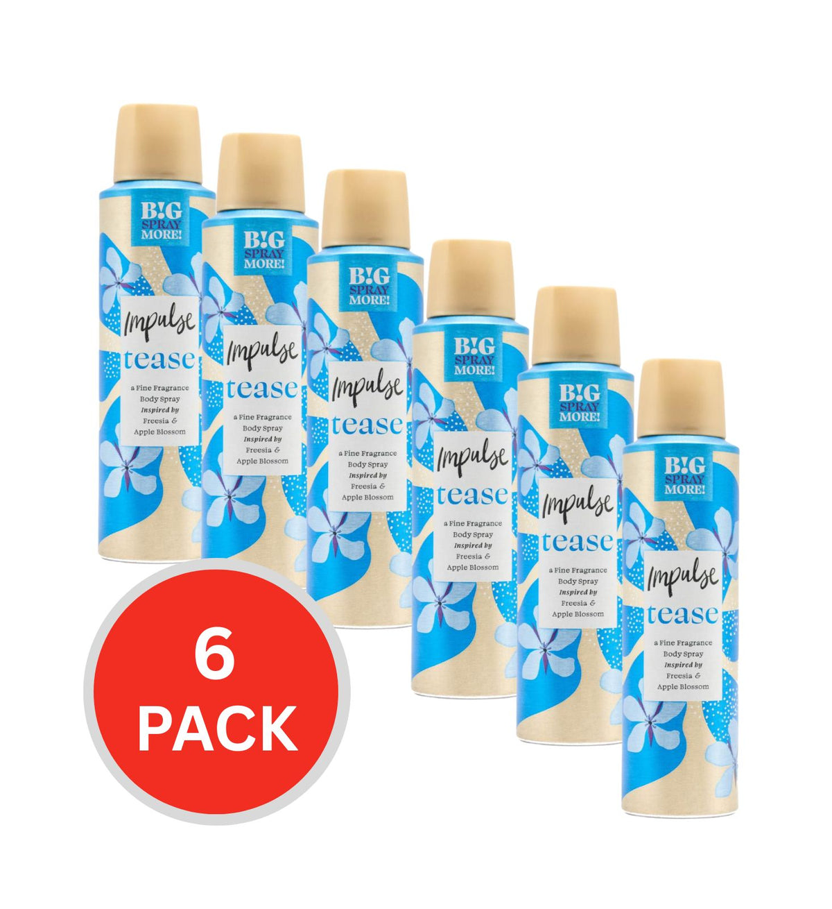 Impulse Body Spray Tease Inspired By Freesia And Apple Blossom 150ml (6 Pack)