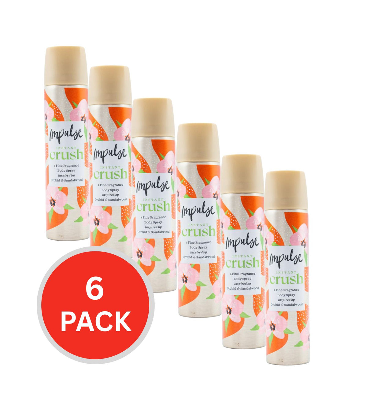Impulse Body Fragrance Instant Crush 50g / 75ml (6 Pack)