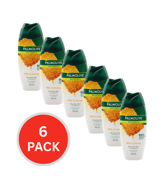 Palmolive Naturals Shower Milk Rich Moisture Milk & Honey 100ml (6 Pack)