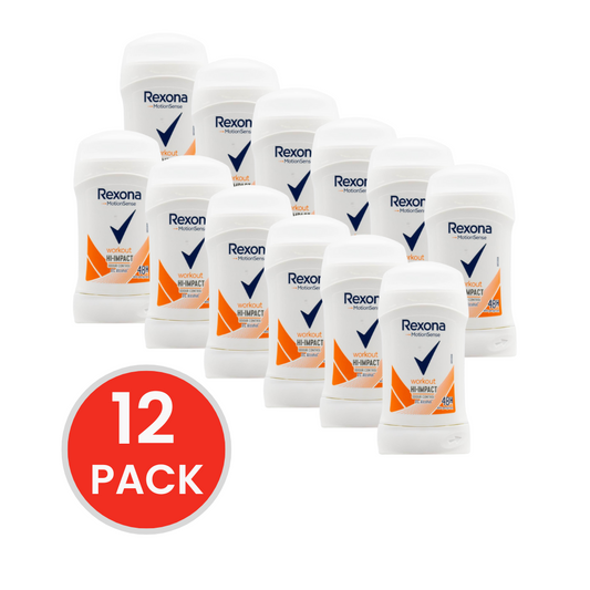 REXONA 40g ANTIPERSPIRANT 48H MOTION SENSE WORKOUT HI IMPACT ODOUR CONTROL (12x Pack)