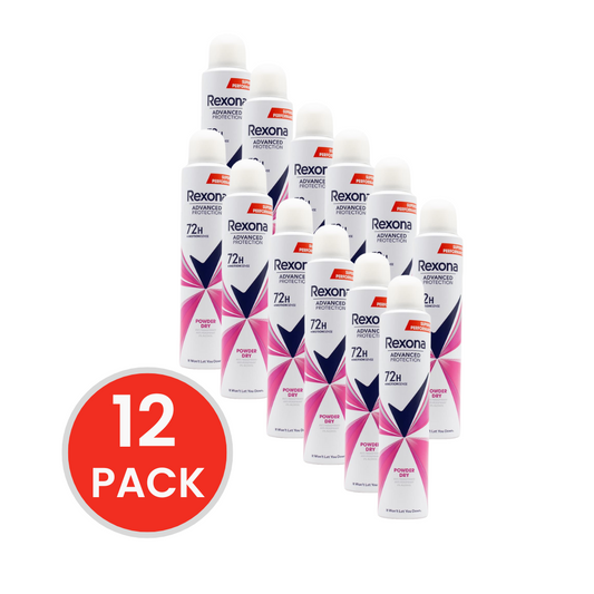 REXONA 200mL ANTIPERSPIRANT ADVANCE PROTECTION POWDER DRY (12x Pack)