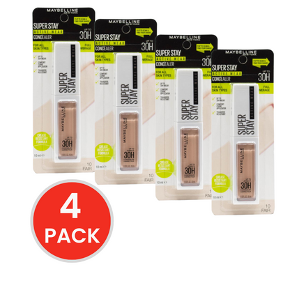 MAYBELLINE CONCEALER SUPER STAY ACTIVE WEAR FAIR 10 10ml (4x Pack)