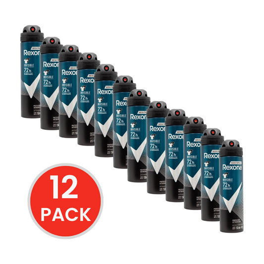 REXONA 150mL / 87G ANTIPERSPIRANT 72H INVISIBLE (12x Pack)