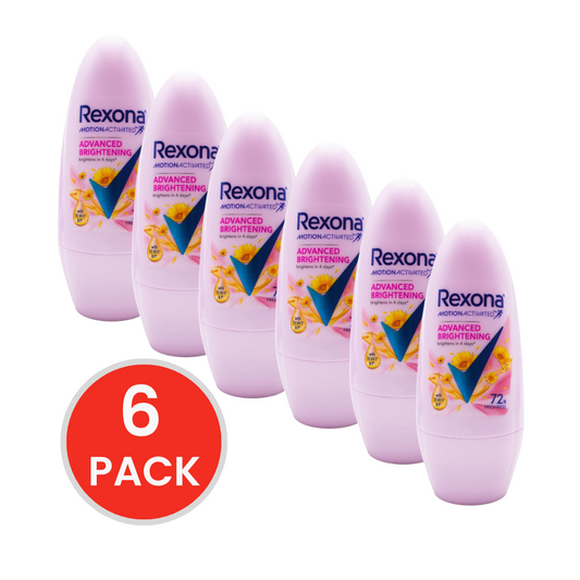 REXONA 45ml ROLL ON DEODORANT ADVANCED BRIGHTENING (6x Pack)