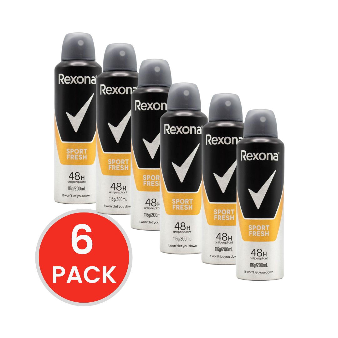REXONA 116g / 200ml ANTIPERSPIRANT 48HR SPORT FRESH (6x Pack)
