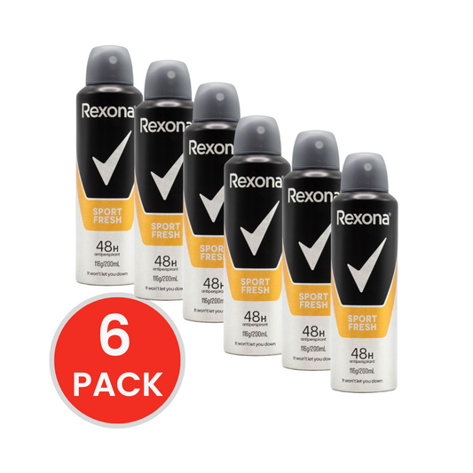 REXONA 116g / 200ml ANTIPERSPIRANT 48HR SPORT FRESH (6x Pack)