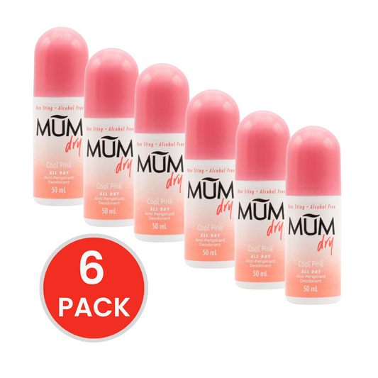 MUM 50ml COOL PINK ROLL ON ANTI-PERSPIRANT DEODORANT (6x Pack)