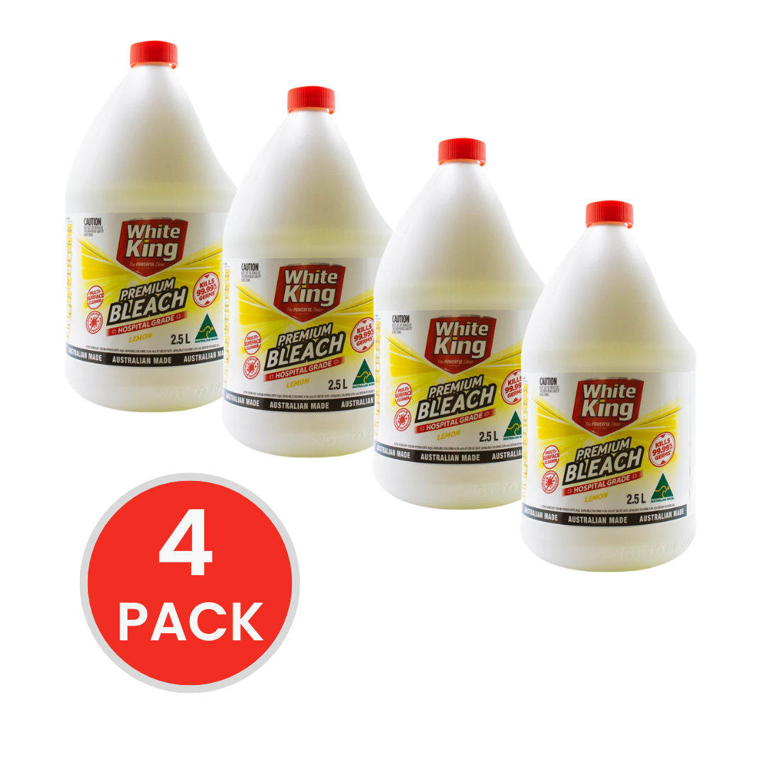 White King Premium Liquid Bleach Lemon 2.5L (4 Pack)