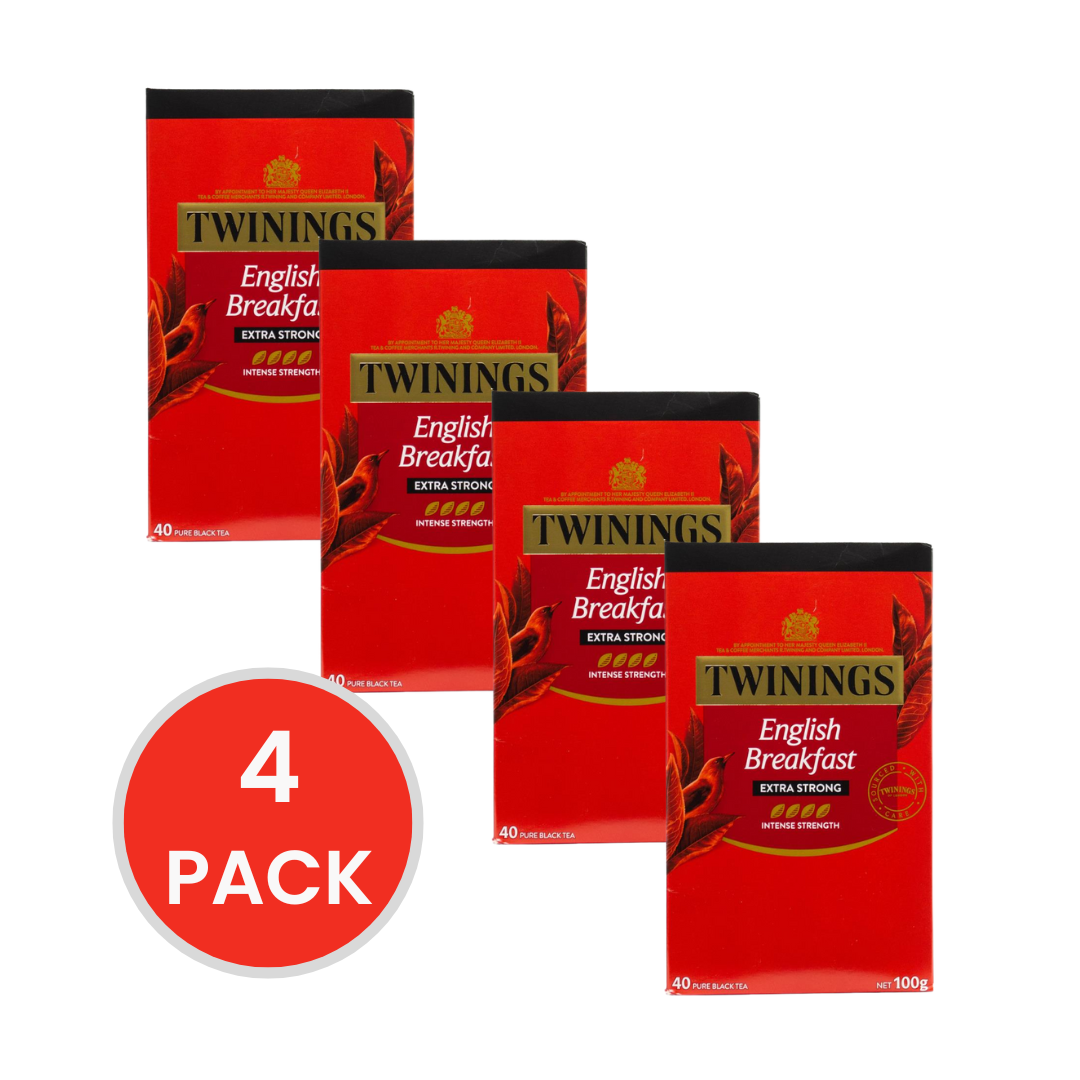 TWININGS PK40 x100g PURE BLACK TEA ENGLISH BREAKFAST EXTRA STRONG INTENSE STRENGTH (4x Pack)