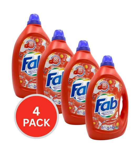 Fab Laundry Liquid Fresh Blossoms Front & Top Loader 2L (4 Pack)