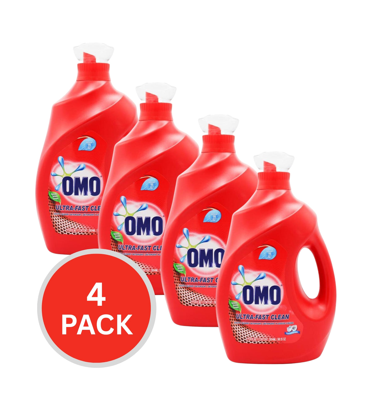 Omo Laundry Liquid Detergent Ultra Fast Clean 2904ml (4 Pack)
