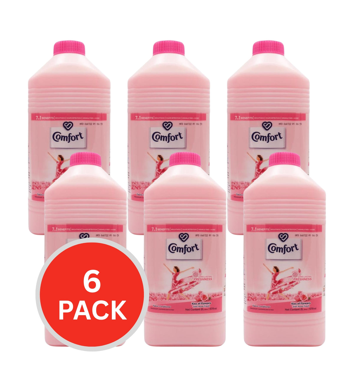 Comfort Fabric Conditioner Kiss Of Flowers With Rose Fresh 2L (6 Pack)