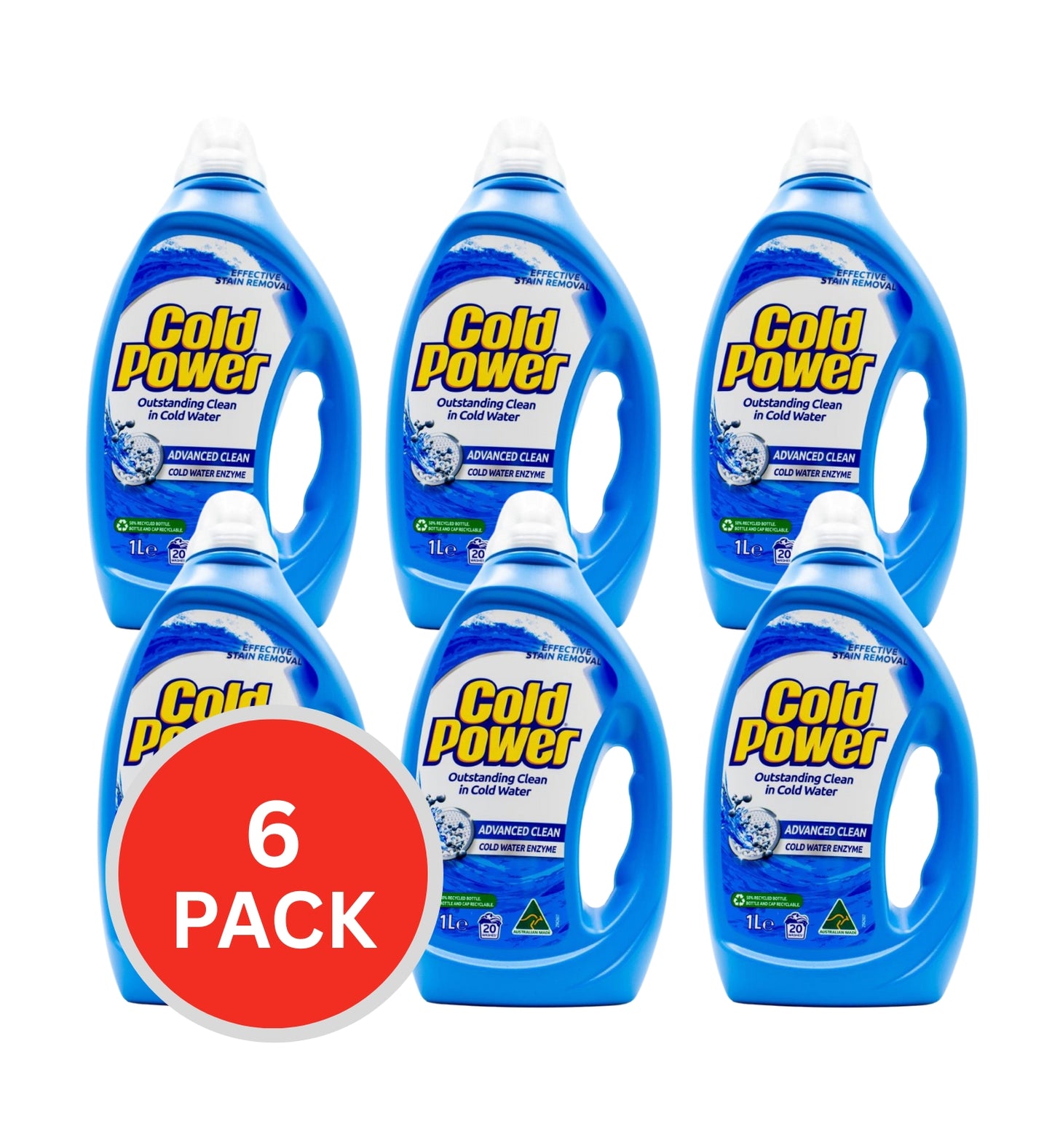 Cold Power Laundry Liquid Advanced Clean Effect 1L (6 Pack)ive Stain Removal
