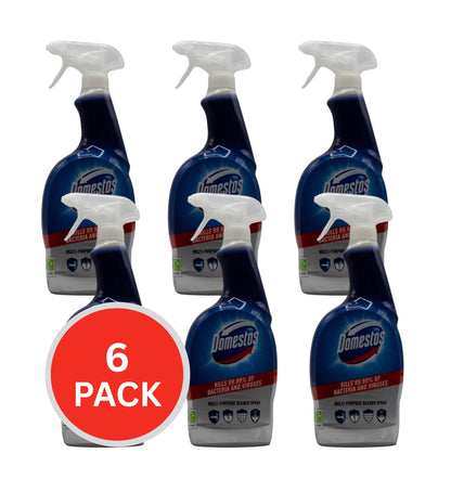 Domestos 700ml Multi Purpose Bleach Spray Kills  99.99% Of Bacteria And Viruses (6x Pack)