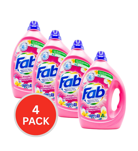 Fab Laundry Liquid Front & Top Loader Fresh Frangipani 2L (4 Pack)
