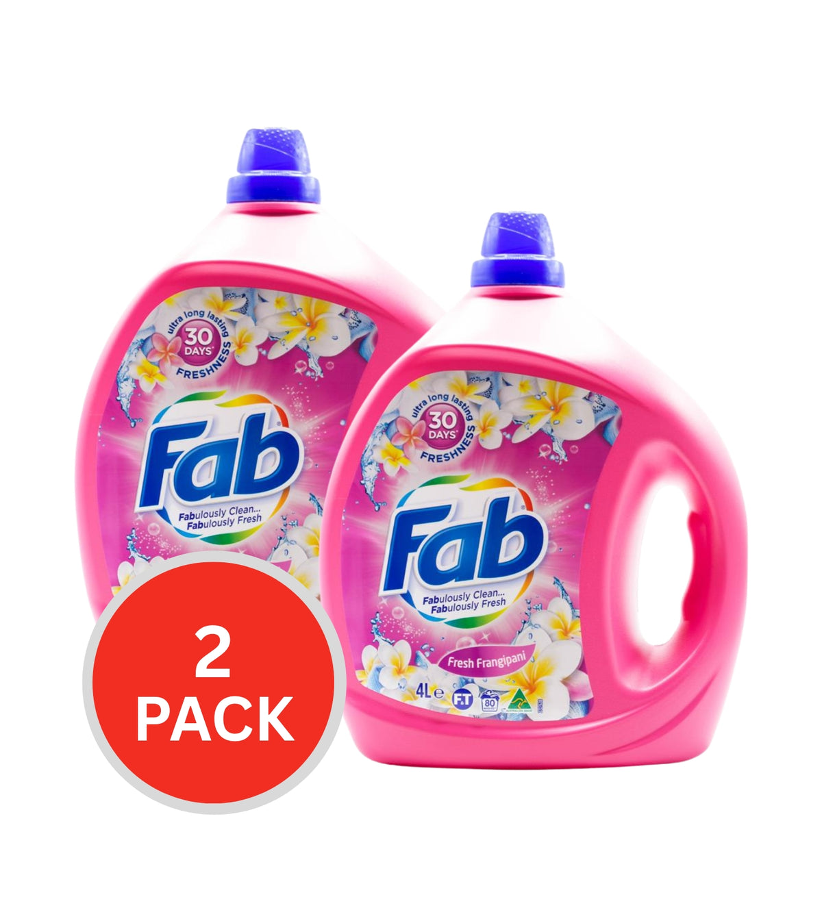 Fab Laundry Liquid Front & Top Loader Fresh Frangipani 4L (2 Pack)