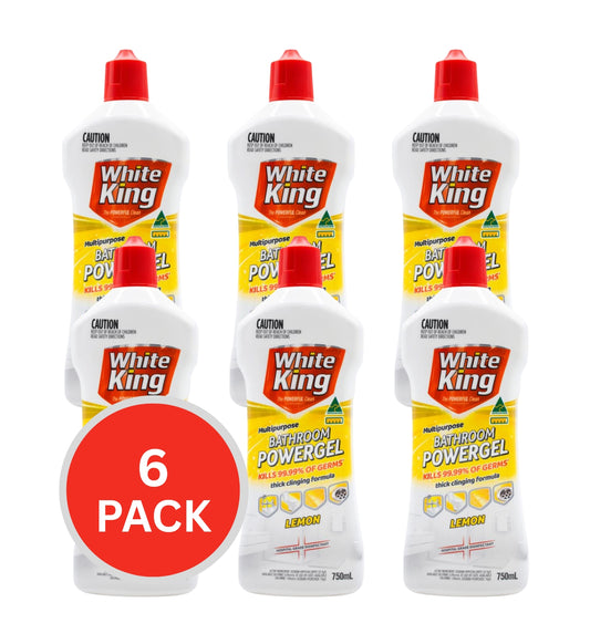 White King Power Clean Bathroom Gel Lemon 750ml (6 Pack)